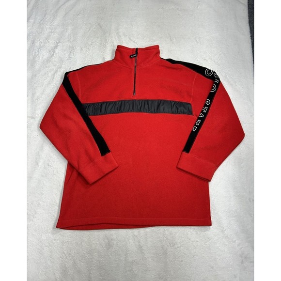 Vtg Pro Edge Ohio State Buckeyes Red Fleeve 1/4 Zip Sweater Jacket Size Large - Picture 1 of 7